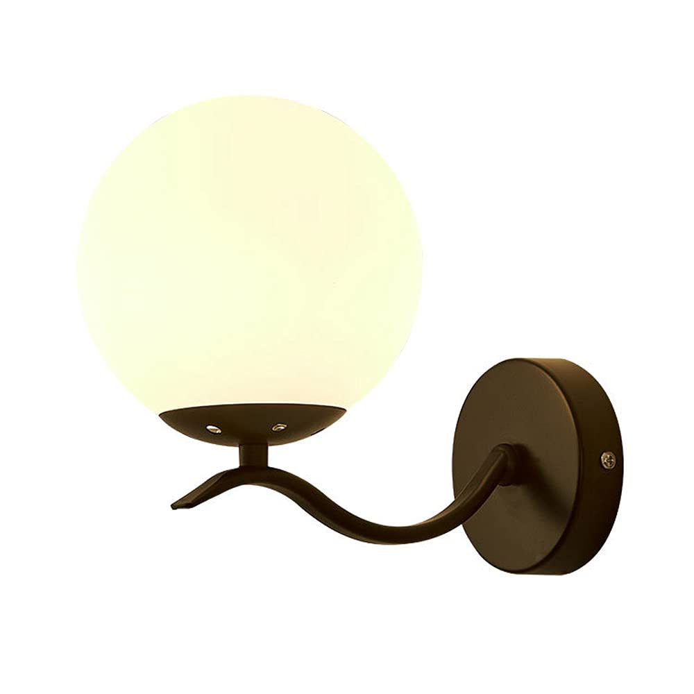 Black Gold Nordic Glass Wall Lamp - Modern LED Vanity Mirror Light for Bathroom, Bedroom, Living Room & Kitchen | Round Wall Sconce Lighting for Dining Area, Hallway & Island Decor | Energy-Efficient Indoor Lighting Solution