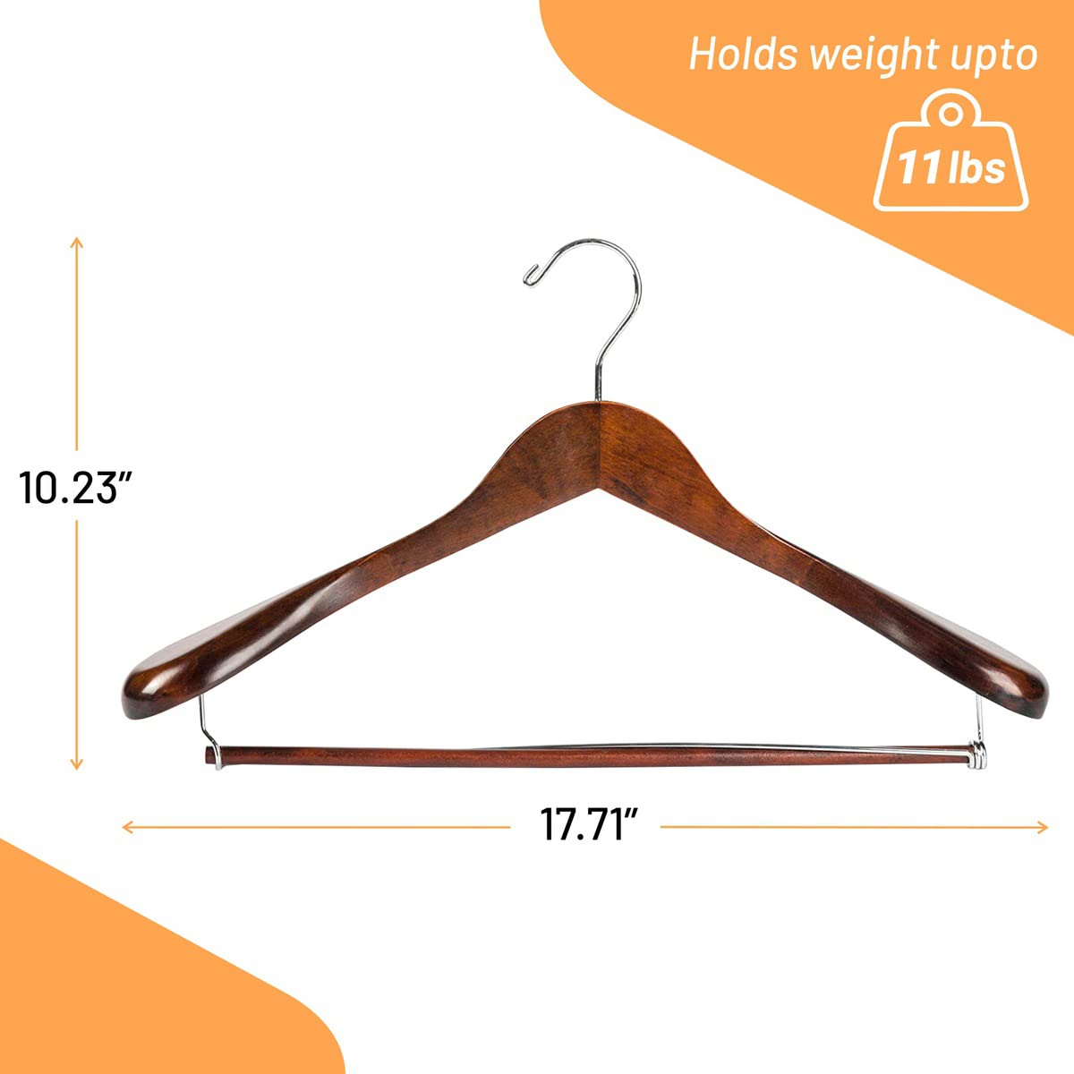 Premium Wooden Suit Hangers 6-Pack - Non-Slip Wide Shoulder Coat Hangers with 360° Swivel Hook for Men & Women | Ideal for Jackets, Dresses, Pants & Formal Wear Closet Organization
