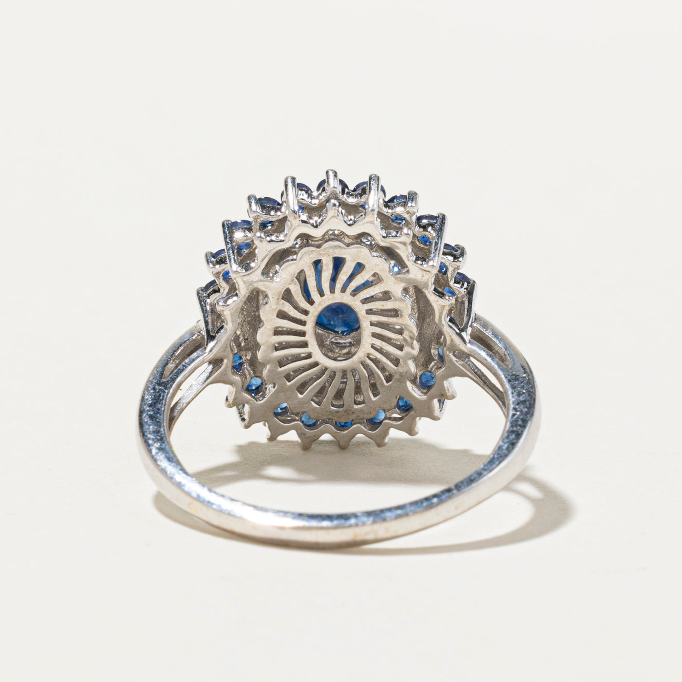 2.57ctw Sapphire & Diamond Floral Cocktail Ring for Women | Size 9.75 | Elegant Party & Evening Wear Jewelry | 0.045ctw Diamond Accents | Perfect for Weddings, Anniversaries & Special Occasions