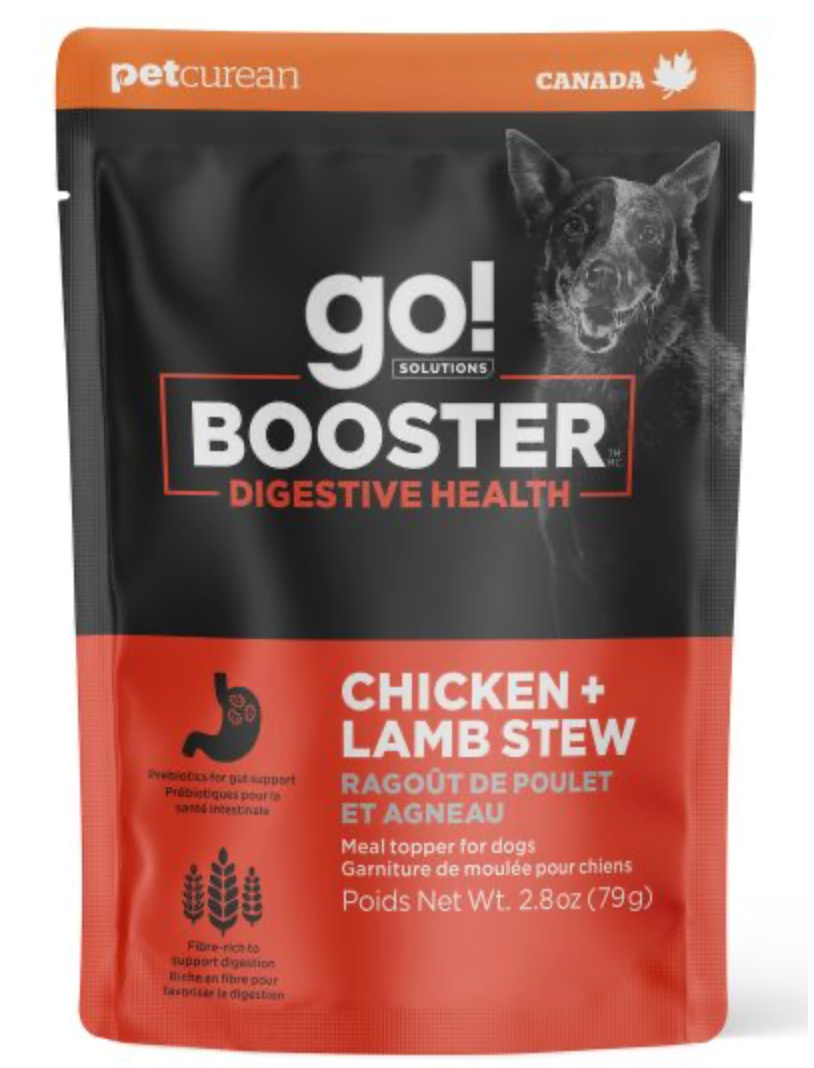 Go! Dog Booster Digestive Health Chicken & Lamb Stew (2.8oz/79.3g) - High Protein Wet Dog Food for Sensitive Stomach, Grain-Free Puppy & Adult Dog Treat - Perfect for Mealtime, Training Rewards & Digestive Support