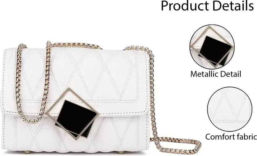 KRIFTY Women's Crossbody Sling Bag with Gold Chain - Stylish Shoulder Purse for Everyday Use, Travel & Shopping