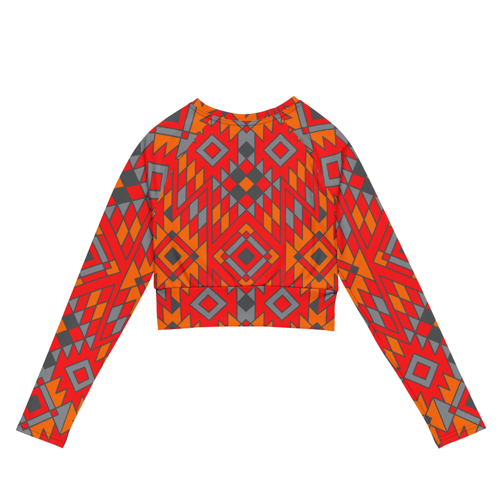 Eco-Friendly Southwestern Print Long Sleeve Crop Top | Sustainable Recycled Fabric | Perfect for Music Festivals & Boho Fashion