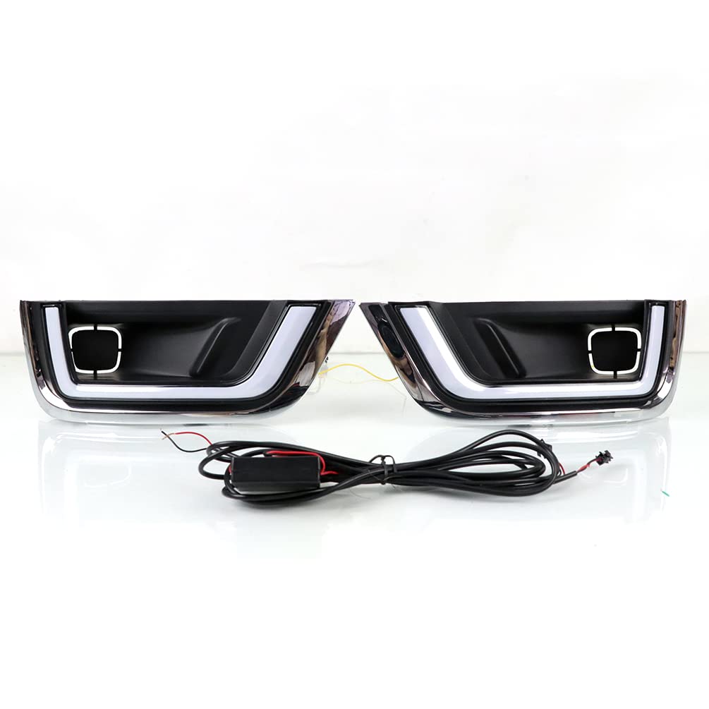 Toyota Prado Land Cruiser LC300 LED DRL Fog Lights - Yellow Turn Signal Daytime Running Lights for 2021-2023 Models | Durable Bumper Headlamps for Off-Road & Night Driving
