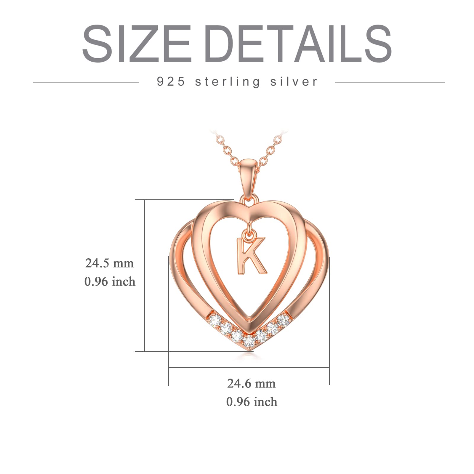 925 Sterling Silver Heart Initial Letter Pendant Necklace with Moissanite - Personalized Jewelry Gift for Women, Wife, Girlfriend, Mom - Birthday, Anniversary, Mother's Day, Christmas Present - Perfect for Date Nights, Weddings & Special Occasions