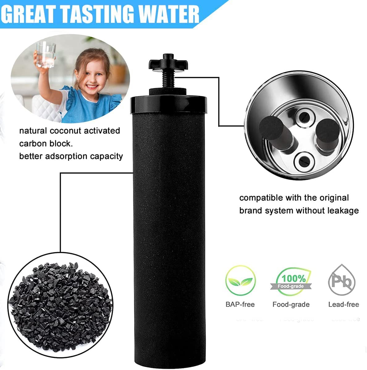 **Berkey® Water Filter Replacement - 4 Black & 4 Fluoride Filters (PF2) | NSF/ANSI 42 Certified | Compatible with Big, Royal & Travel Berkey® Gravity Systems | Perfect for Home, Camping & Emergency Preparedness**
