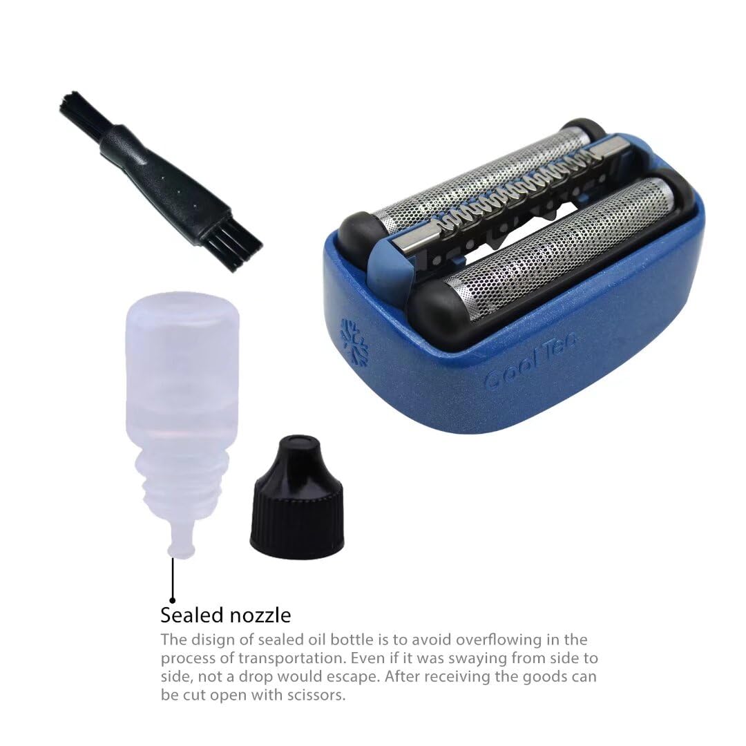 Braun 40B CoolTec Replacement Foil & Cutter Cassette - Super Sharp Blades with Shaver Oil & Cleaning Brush | Perfect for Sensitive Skin & Travel Shaving