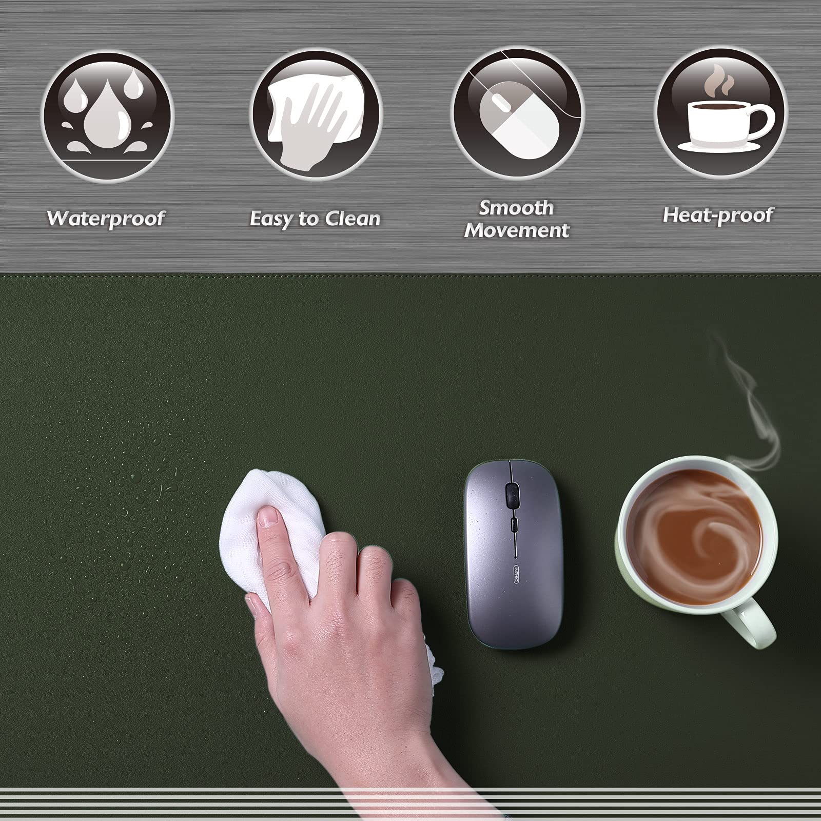 Premium Dual-Sided PVC Leather Desk Mat - 35.4
