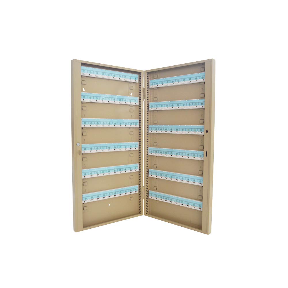 100-Position Adjustable Key Lock Cabinet - Beige Key Storage Box with Hanging Hooks for Home, Office & Garage Organization - Secure Key Holder for Keys, Tools & Small Items