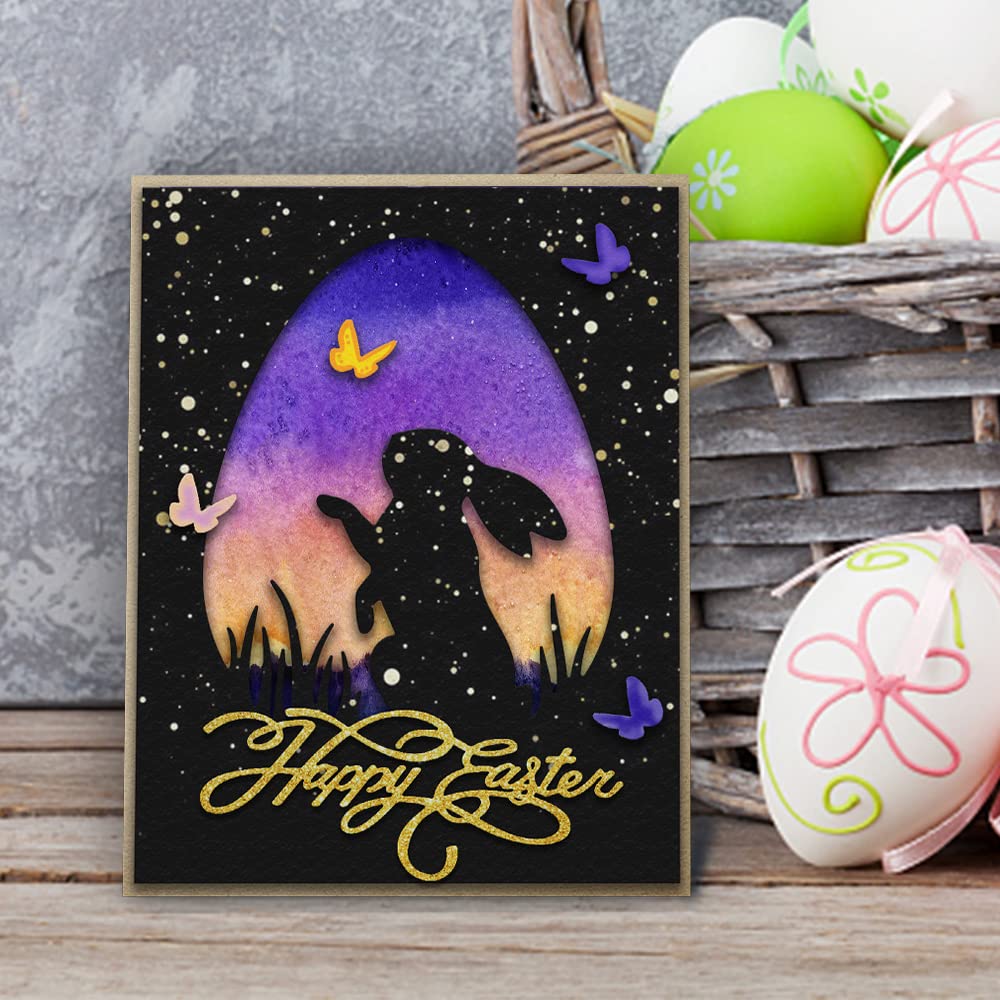 Easter Egg Rabbit Metal Cutting Dies for Card Making - Easter Blessing Words Die Cuts & Embossing Stencil Template - DIY Scrapbooking, Paper Cards, Photo Album Craft Decoration - Perfect for Easter Greeting Cards, Party Invitations, and Spring Home Decor