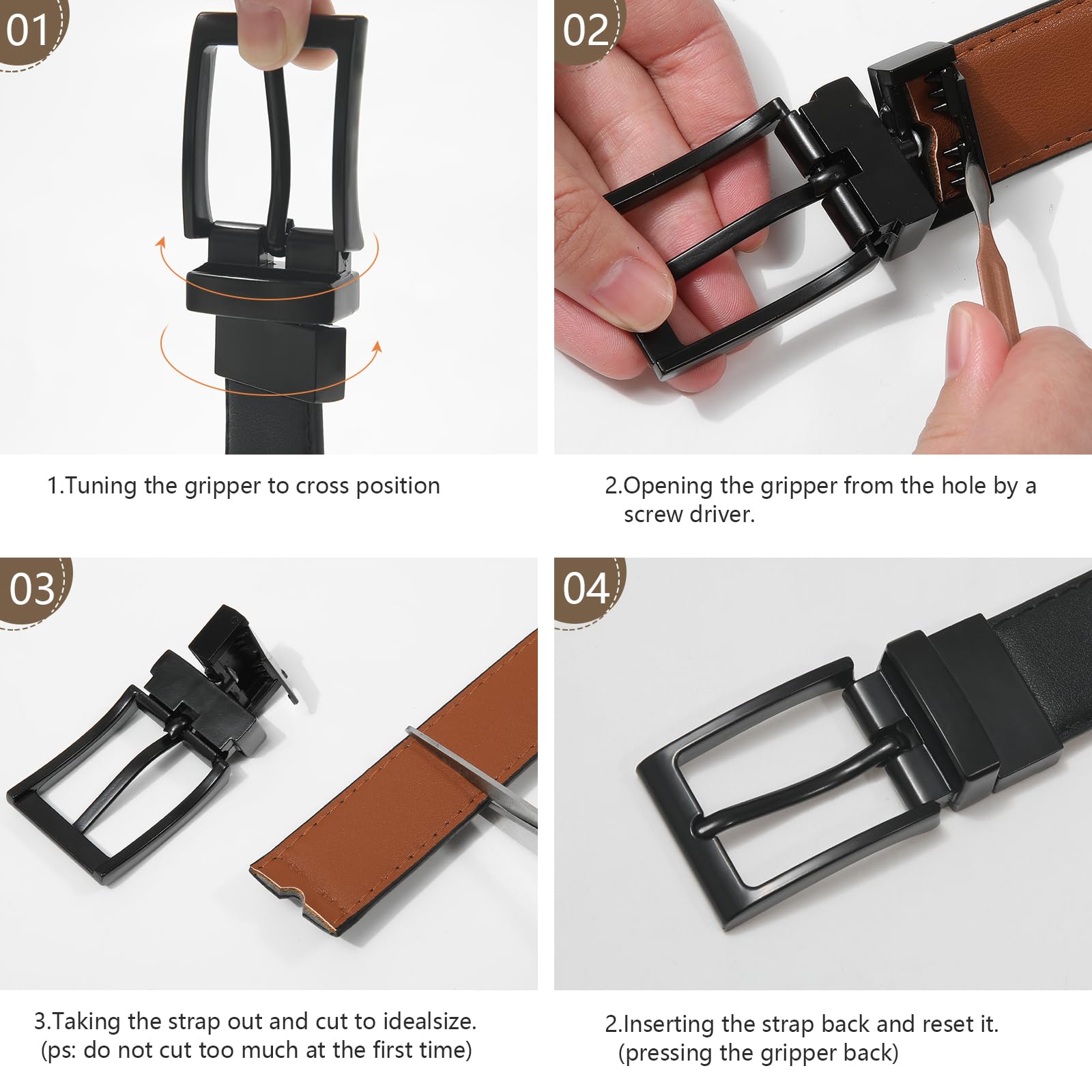 AWAYTR Reversible Kids Belts for Boys - Adjustable Black & Brown Leather Belt for School Uniform, Casual Jeans & Dress Pants | Perfect for School, Church & Everyday Wear