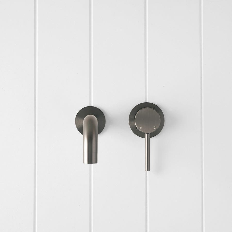 Sydney Wall Spout with Mixer in Gunmetal Finish - Modern Bathroom Faucet for Sink, Vanity, and Powder Room