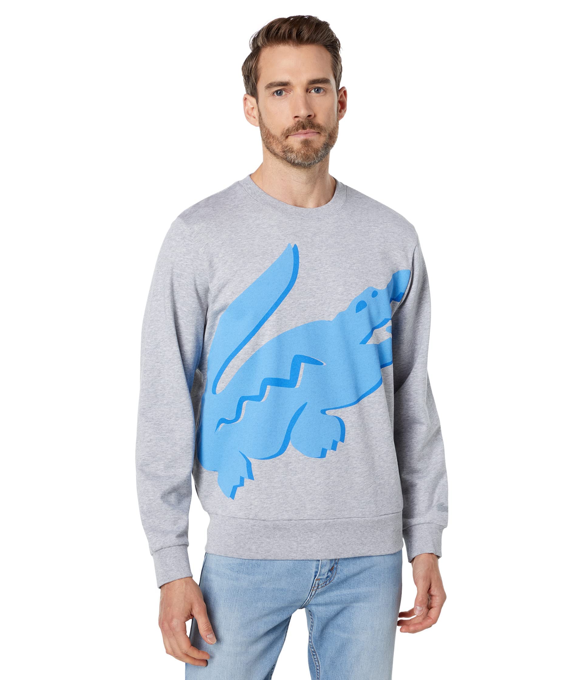 Lacoste Men's Long Sleeve Summer Croc Crewneck Sweatshirt - Comfortable Casual Pullover for Outdoor Activities & Travel