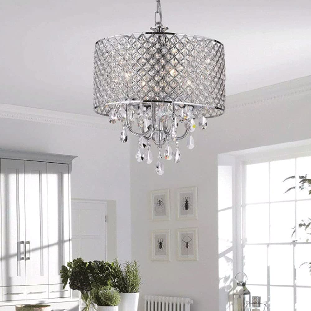 Modern Crystal Pendant Light Chrome Chandelier - Post-Modern Raindrop Ceiling Lamp, Stainless Steel Hanging Lighting Fixture for Living Room, Bedroom, Dining Room - Elegant Home Decor & Statement Lighting for Modern Interiors