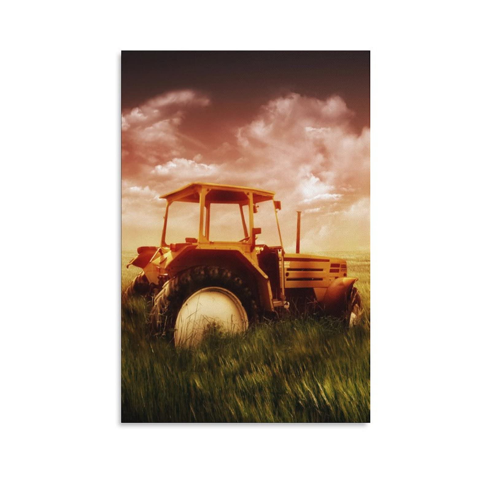 YAOSH Vintage Field Tractor Canvas Wall Art - 12x18 Inches (30x45cm) Farmhouse Decor, Sports Landscape Painting for Living Room, Bedroom & Office - Perfect Gift for Farmers & Agriculture Enthusiasts | Ideal for Farmhouse, Country Style Homes & Man Caves