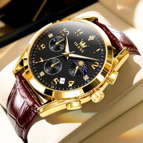Brown Leather Gold Case Black 2890