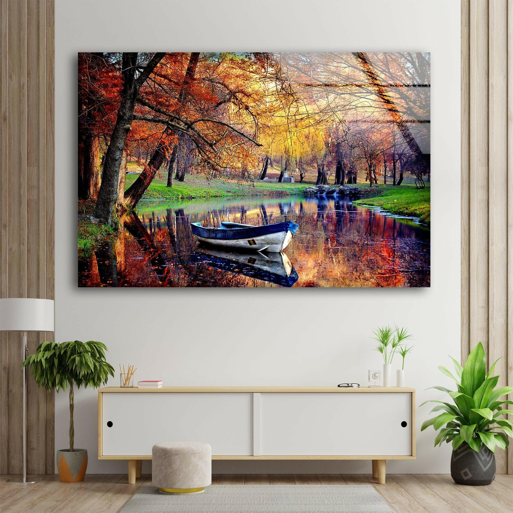 Stunning Autumn Landscape Glass Wall Art - Handmade Home Decor for Living Room, Bedroom & Office - Perfect Seasonal Gift for Fall