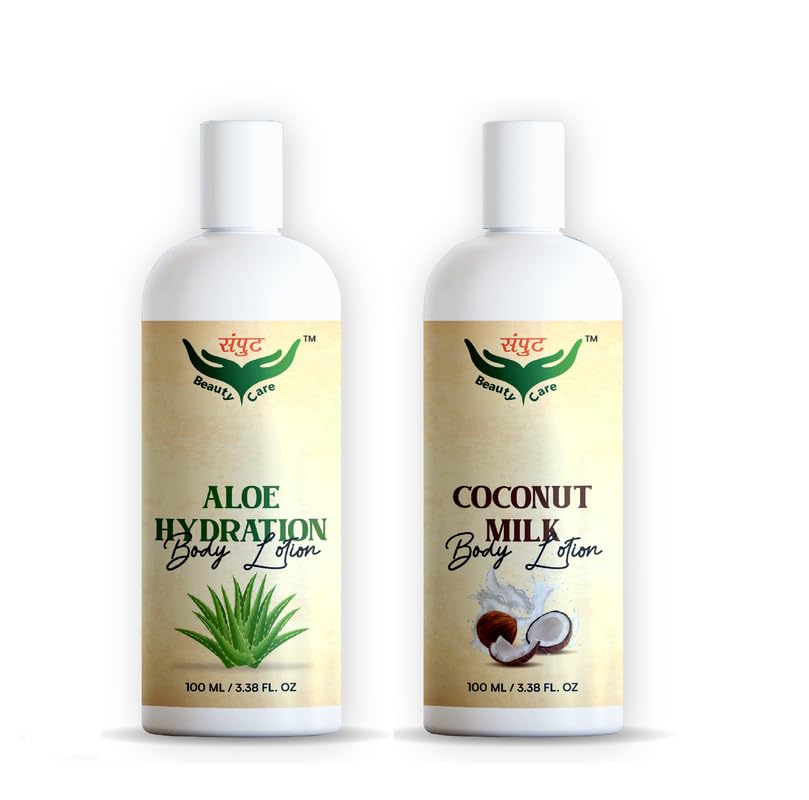 Aloe Vera & Coconut Milk Hydrating Body Lotion for Face & Skin Care - 100ml (Pack of 2) | Moisturizing, Soothing & Nourishing for Dry, Sensitive Skin - Perfect for Daily Use, After Sun Care & Spa Treatments