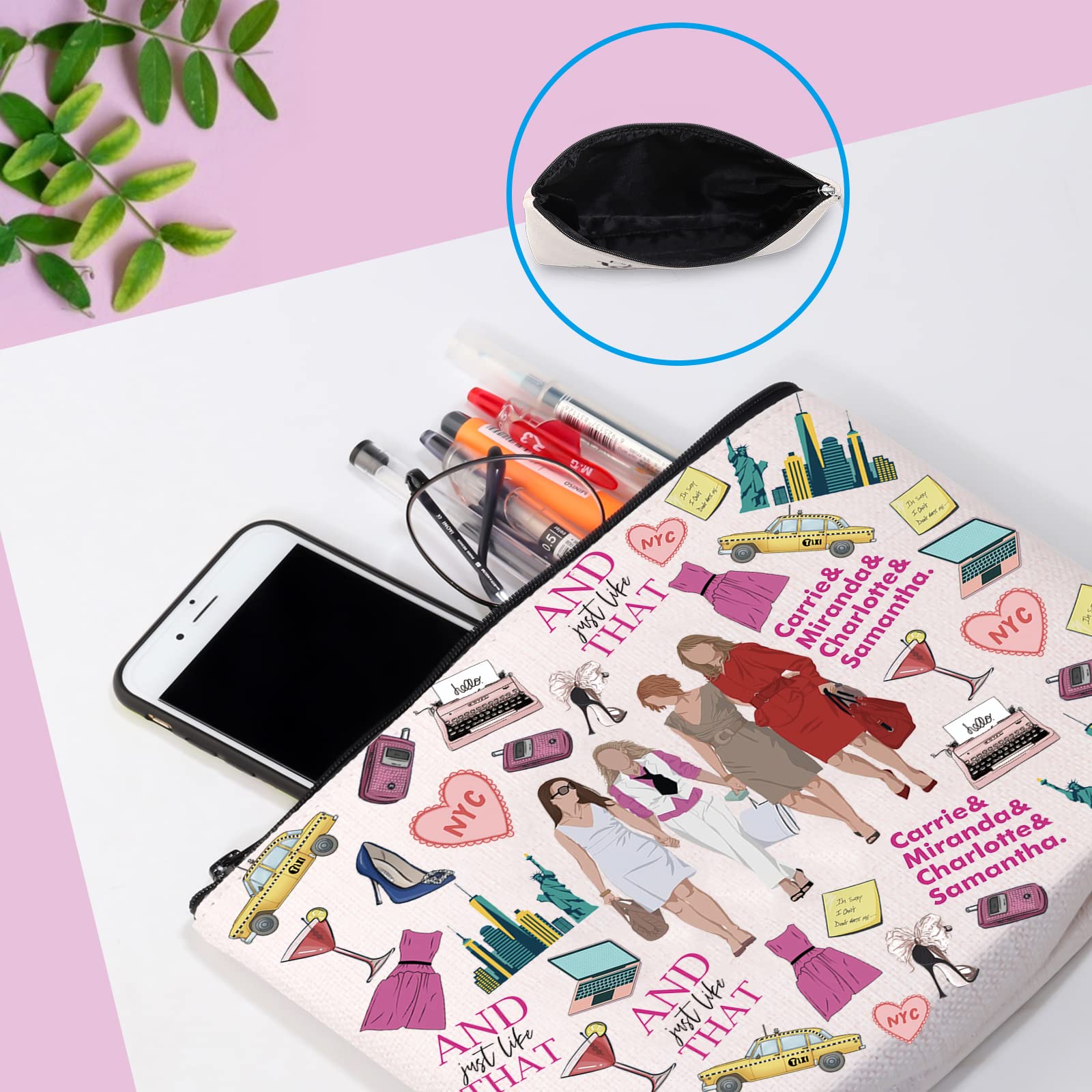 Sex and the City TV Series Inspired Zipper Travel Pouch - Perfect Gift for Carrie, Miranda, Charlotte & Samantha Fans | Great for Cosmetics, Jewelry & Travel Essentials