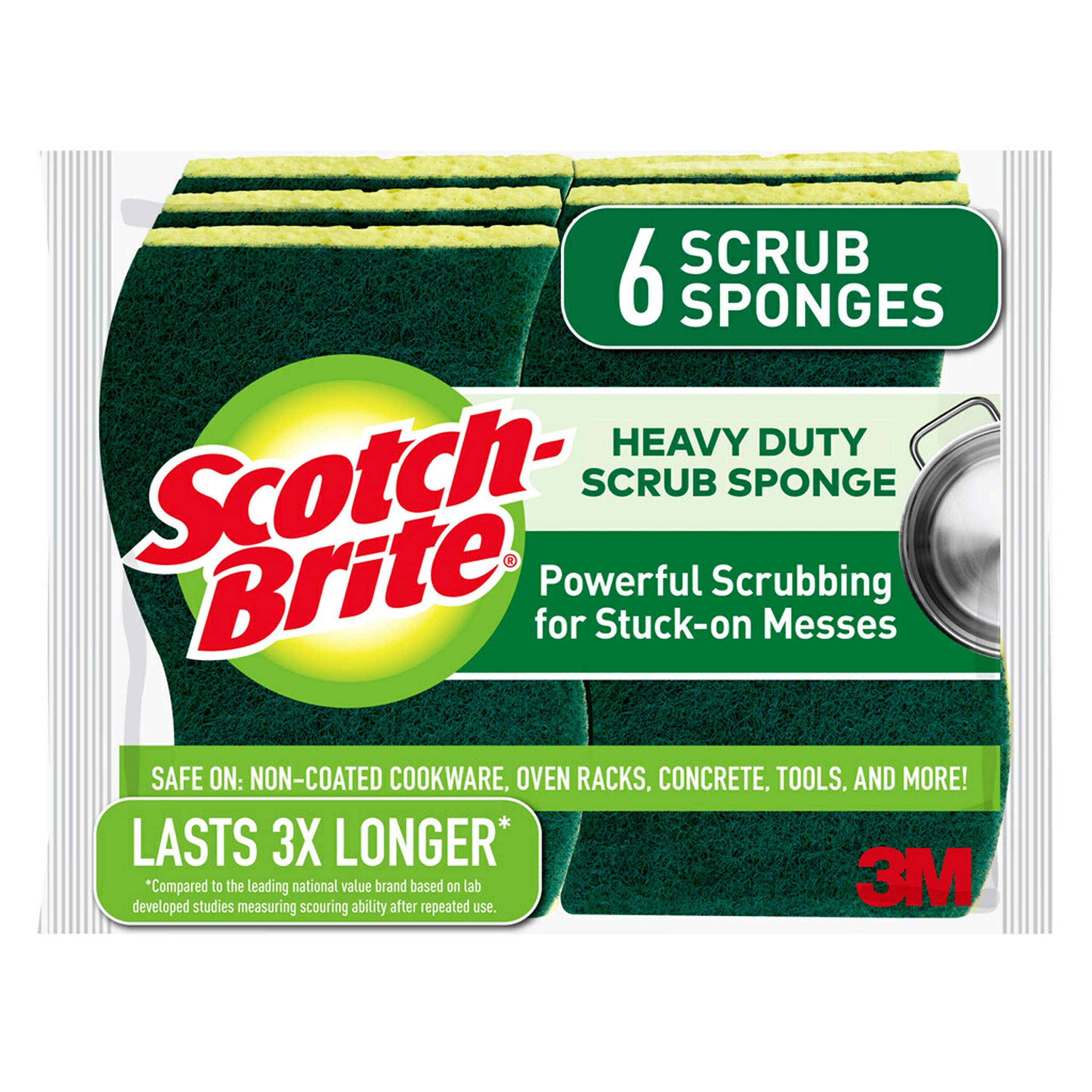 Scotch-Brite Heavy Duty Scrub Sponges - 36 Pack | Non-Scratch Kitchen & Household Cleaning Sponges | Safe for Non-Coated Cookware, Pots & Pans | Perfect for Tough Stains, Grease & Grime Removal