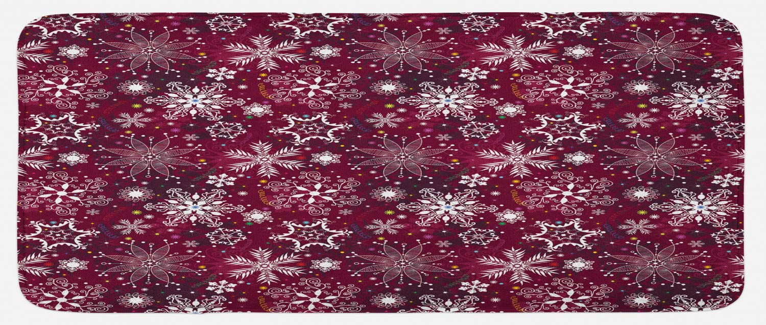Ambesonne Non-Slip Snowflake Christmas Kitchen Mat - 47