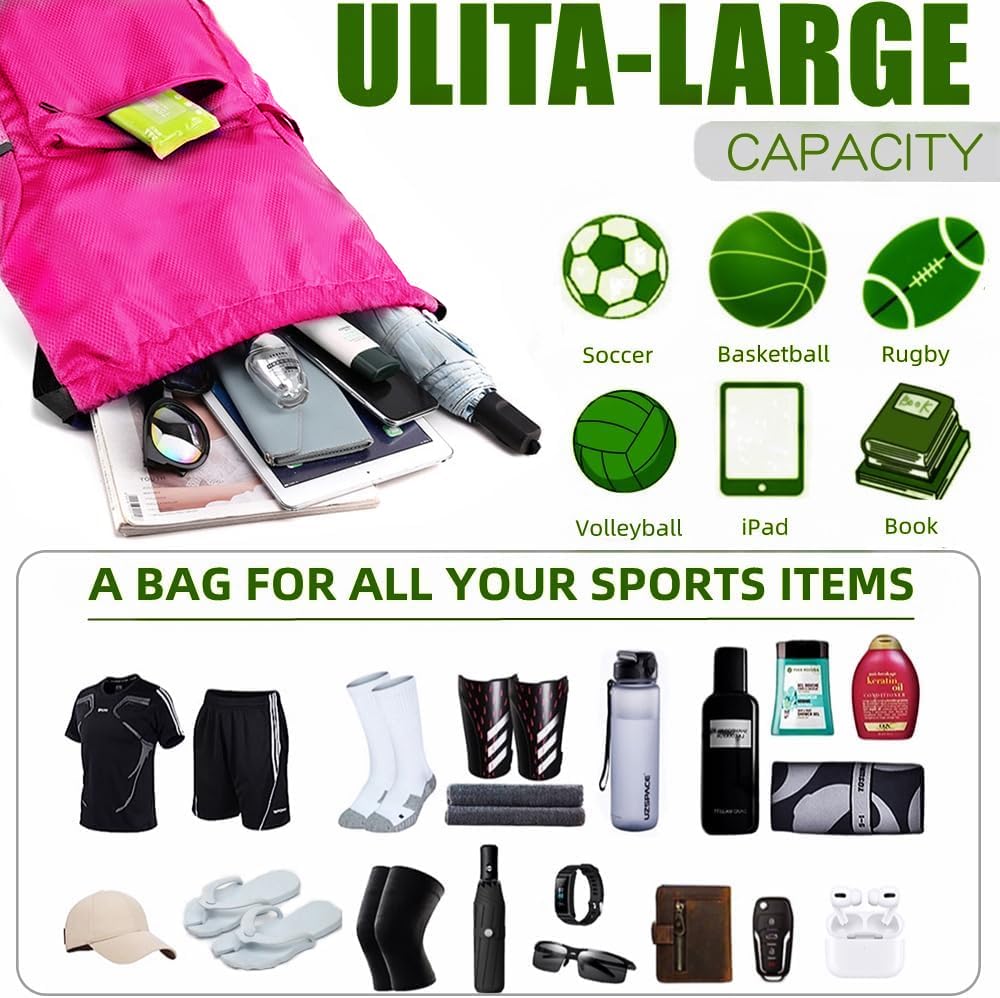Waterproof Drawstring Backpack - Gym & Yoga Bag for Men & Women (Rose) - Perfect for Sports & Shopping