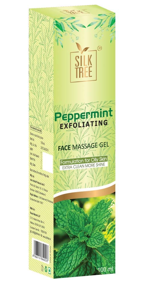 SILKTREE Peppermint Exfoliating Face Massage Gel - 100ml Hydrating & Cooling Skincare for Glowing Skin - Perfect for Spa, Home Facial & Relaxation Therapy