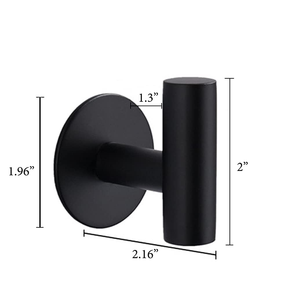 **Heavy Duty Stainless Steel Adhesive Hooks - Waterproof Wall Hooks for Bathroom, Kitchen & Shower (2 Pack, Black) - Perfect for Hanging Towels, Coats & More**