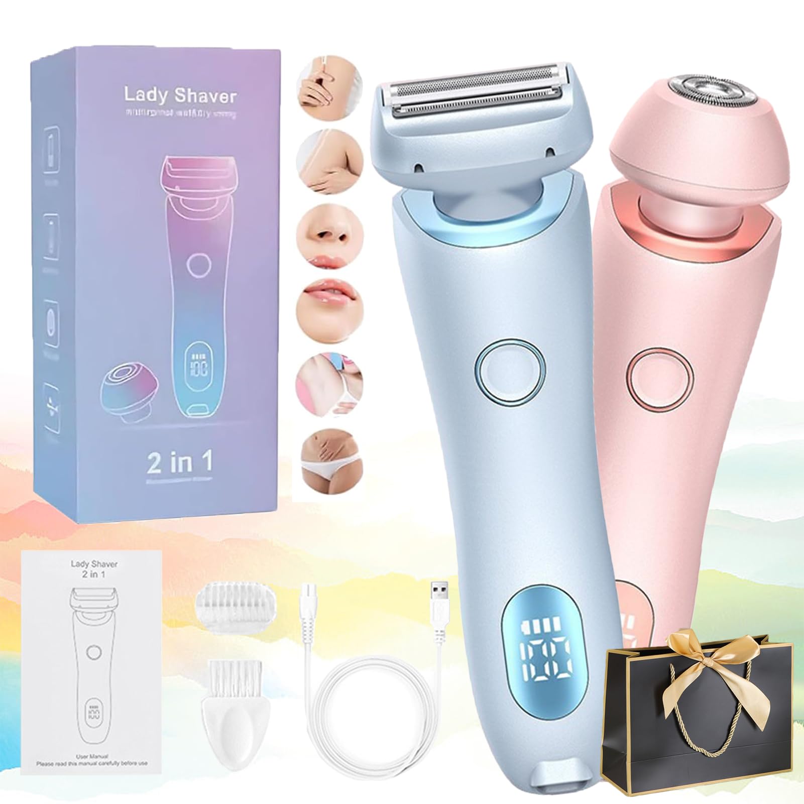 Duskofficial The Glide Pro 3.0 Waterproof Electric Razor for Women - 2-in-1 Wet & Dry Shaver with Pink & Blue Options - Perfect for Travel, Gym & Quick Hair Removal at Home