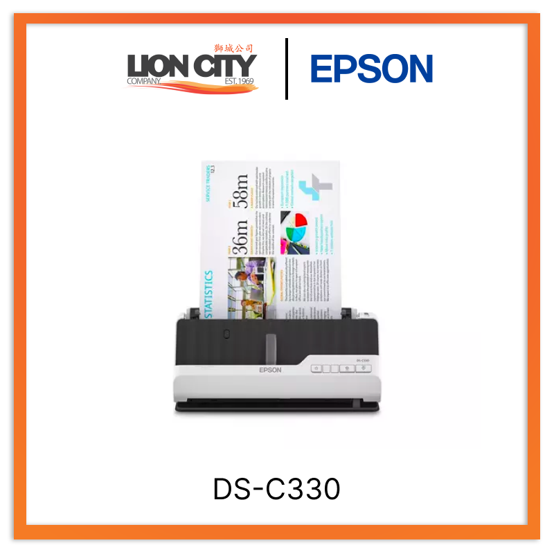 Epson WorkForce DS C330 Compact Desktop Scanner - High-Speed Document Scanning for Home & Office - Perfect for Digitizing Receipts, Contracts, and Photos