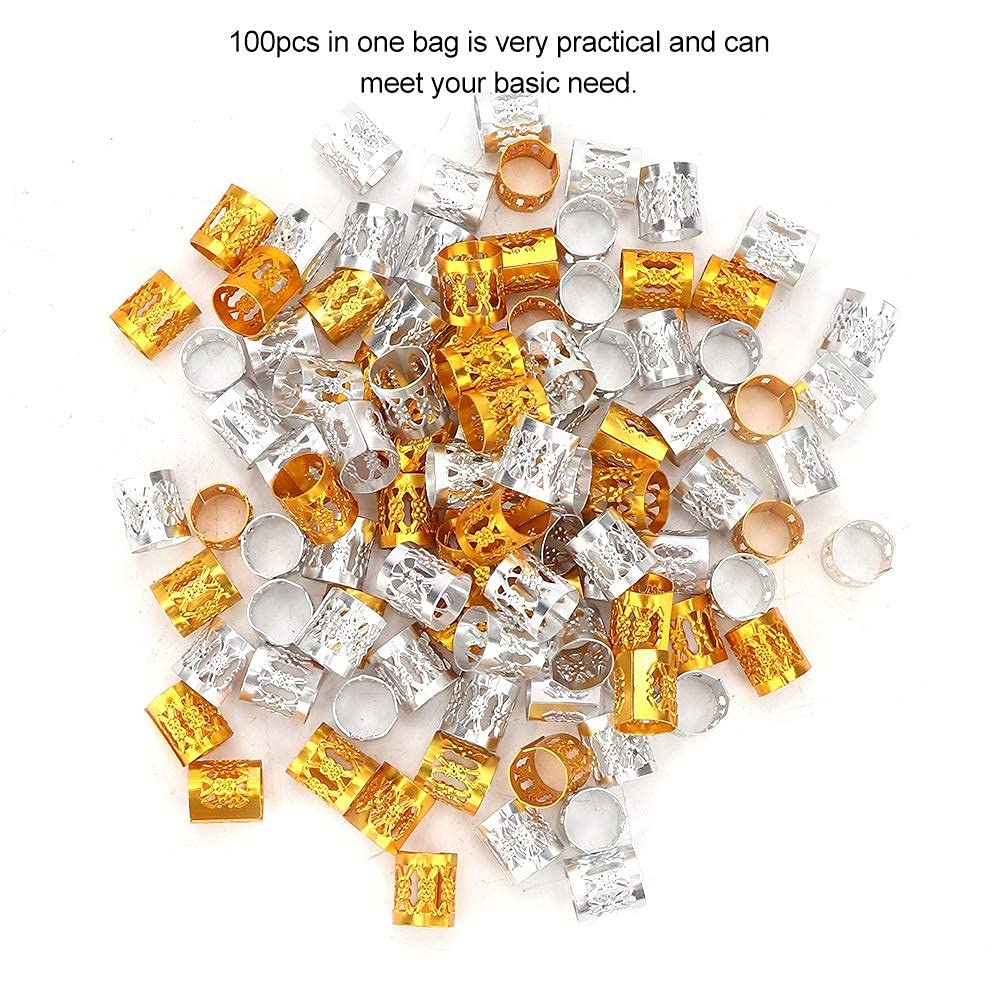 100Pcs Adjustable Hair Braiding Cuffs & Rings - Dreadlocks & Wig Accessories for Women, Girls - Perfect for Braids, Cornrows, Twists & Protective Styles - Hair Jewelry Clips for Parties, Weddings & Everyday Wear