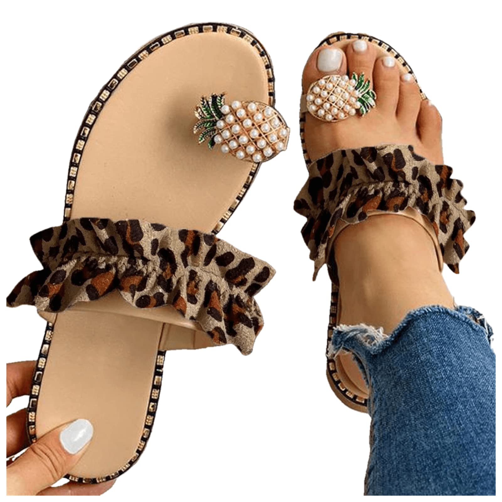 Women's Dressy Summer Sandals - Casual Bohemian Flat Open-Toe Boho Beach Flip Flops & Slippers | Perfect for Vacation, Poolside, and Everyday Comfort