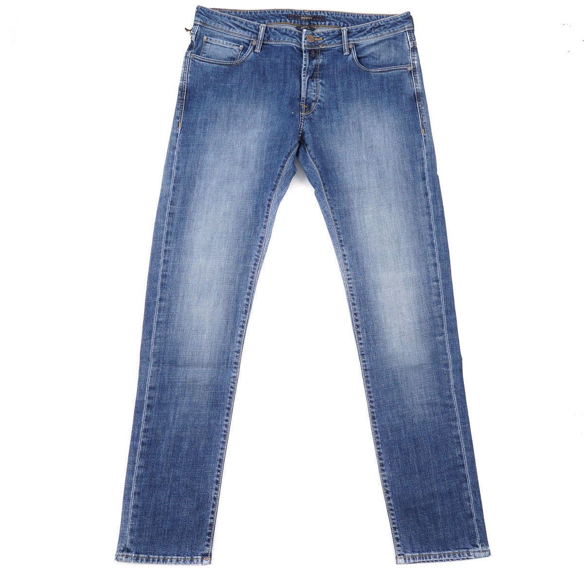 Incotex Slim Fit Medium Blue Denim Jeans for Men - Premium Italian Stretch Denim Pants for Casual Wear & Office Style