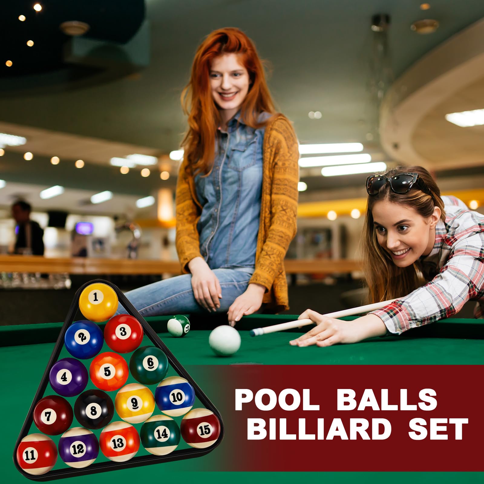 Liliful Billiard Pool Table Accessories Set - Includes Triangle Rack, Diamond Ball Holder, Cue Chalks, Pool Cue Tips, Sticks & Table Brush (Classic Style) - Perfect for Home Game Rooms, Bars & Entertainment Centers