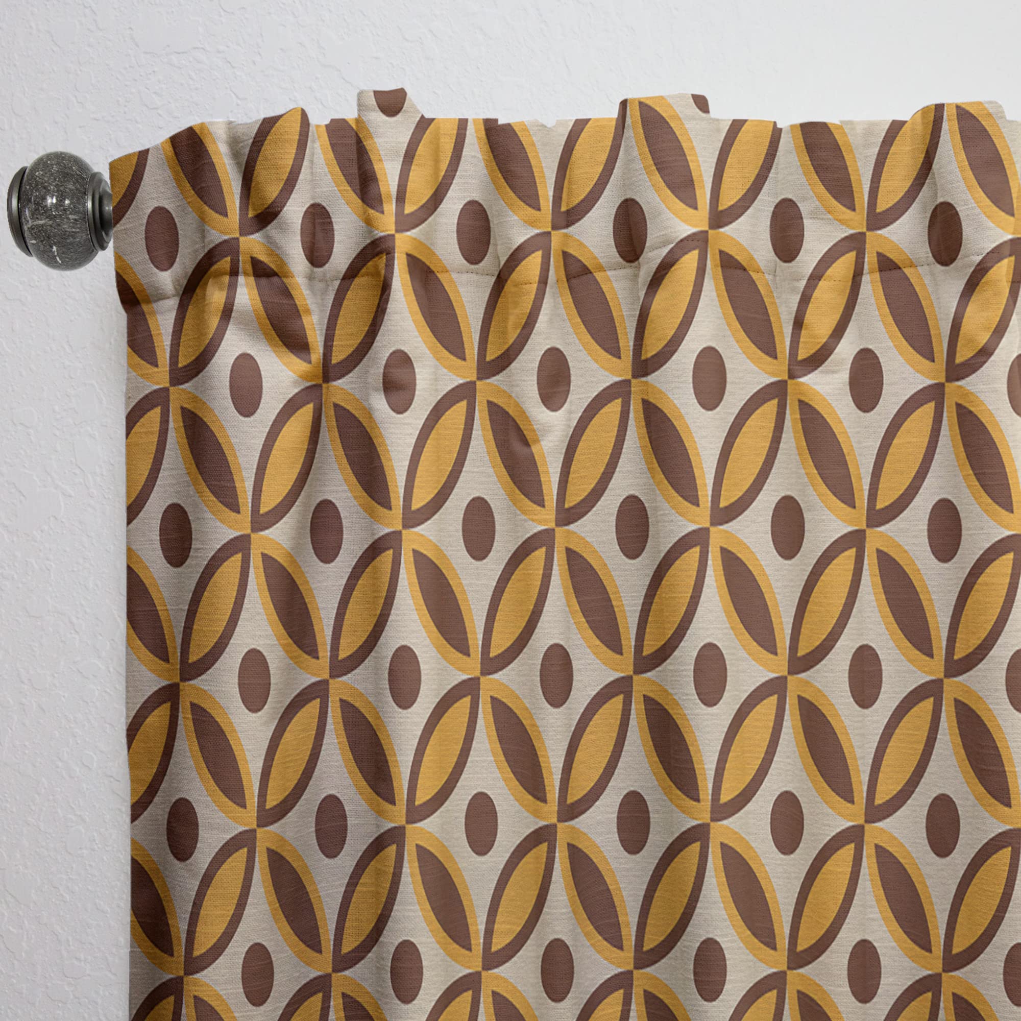 DesignQ Retro Ornamental V Thermal Insulated Curtains - 52x63 Inch Single Panel for Bedroom & Living Room - Perfect for Home Decor, Noise Reduction & Light Blocking