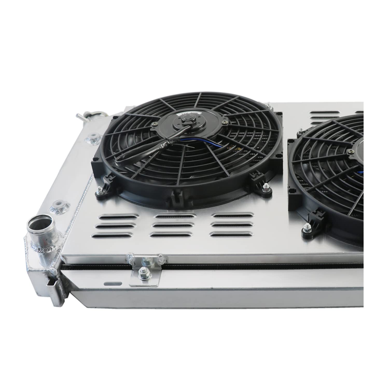 Aluminum Radiator Compatible with Ford Fairmont Granada LTD Mustang Thunderbird 1975-93 & Mercury Capri Cougar Marquis Monarch 1975-88 - 3 Row High Performance Cooling System with Dual 12