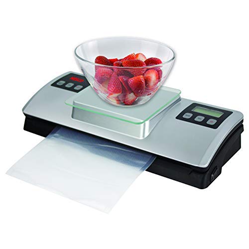 Nesco VSS-01 Automatic Food Vacuum Sealer with Digital Scale & Starter Kit - Silver | Fresh Food Storage, Meal Prep, Sous Vide Cooking, Freezer Organization | Airtight Preservation for Longer Shelf Life