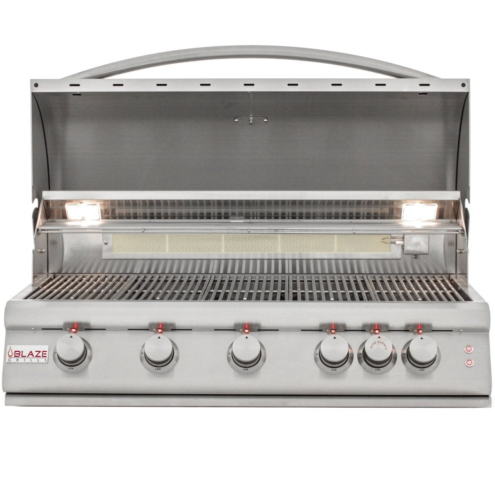 Blaze 40 Inch 5 Burner LTE Gas Grill with Rear Burner & Built-in Lighting System - Propane Fuel - Perfect for Backyard BBQs, Outdoor Cooking & Patio Entertaining