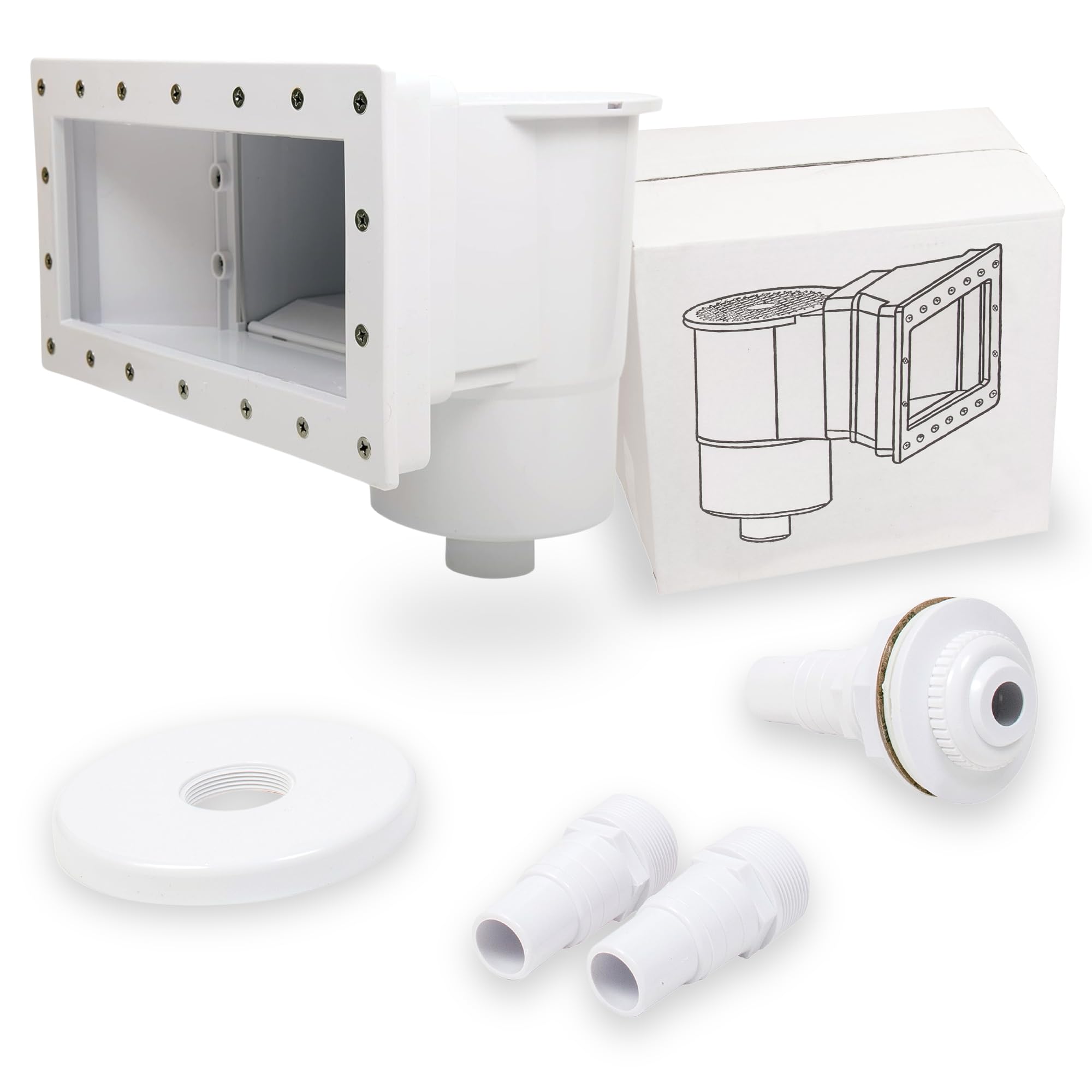 SunSolar Above Ground Pool Skimmer Kit - Wide Mouth Wall Mount Skimmer with Floating Weir, Basket & Accessories - Easy Installation for Pool Maintenance - Perfect for Summer Swimming & Backyard Pool Care