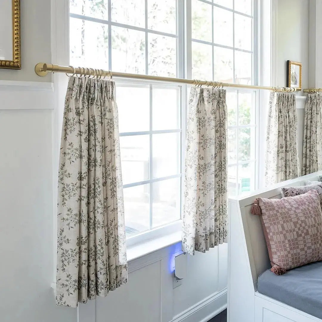 Elegant Sara Le Print Linen Pleated Cafe Curtains - Light Filtering Window Treatment for Kitchen, Dining Room & Bathroom