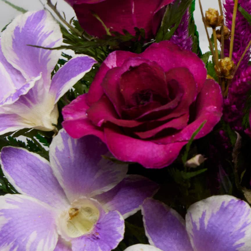 Luxury Preserved Orchid Arrangement in Glass Vase - Long Lasting Silk Flowers for Anniversary, Wedding, Corporate Gifts - Perfect for Home Decor, Office Centerpiece & Special Occasions