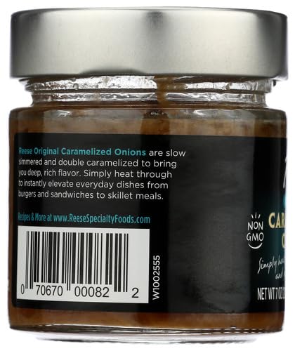 Reese Caramelized Onions - 7oz Jar (Pack of 1) | Sweet & Savory Topping for Burgers, Hot Dogs, Salads & Sandwiches | Premium Quality Caramelized Onion Spread