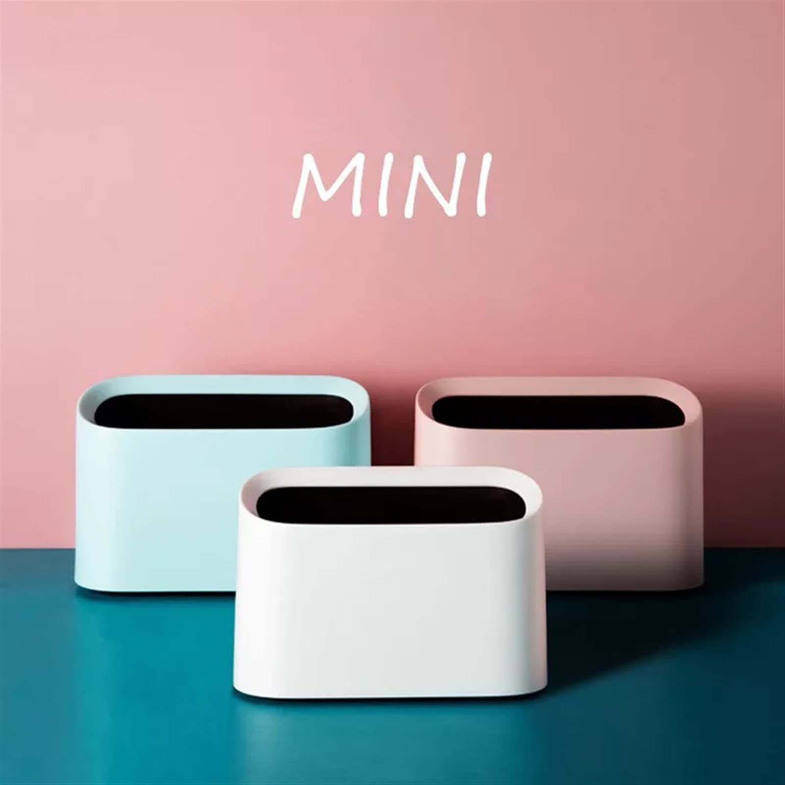 TOMYEUS Small Pink Plastic Trash Can - Mini Bathroom & Desktop Waste Bin for Home, Office, Dorm - Perfect for Bathroom Counter, Bedside Table, Office Desk (6L Capacity)