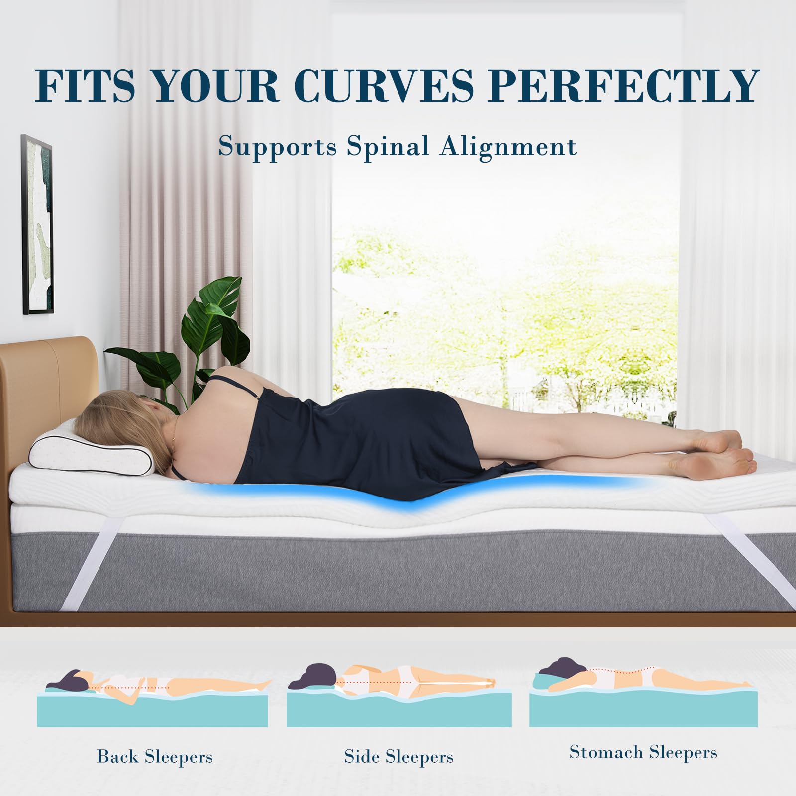 3 Inch Full Size Memory Foam Mattress Topper with Cooling Gel - CertiPUR-US & Oeko-Tex Certified, Soft & Breathable for Pain Relief - Removable Washable Cover - Perfect for Hot Sleepers & Back Pain Sufferers