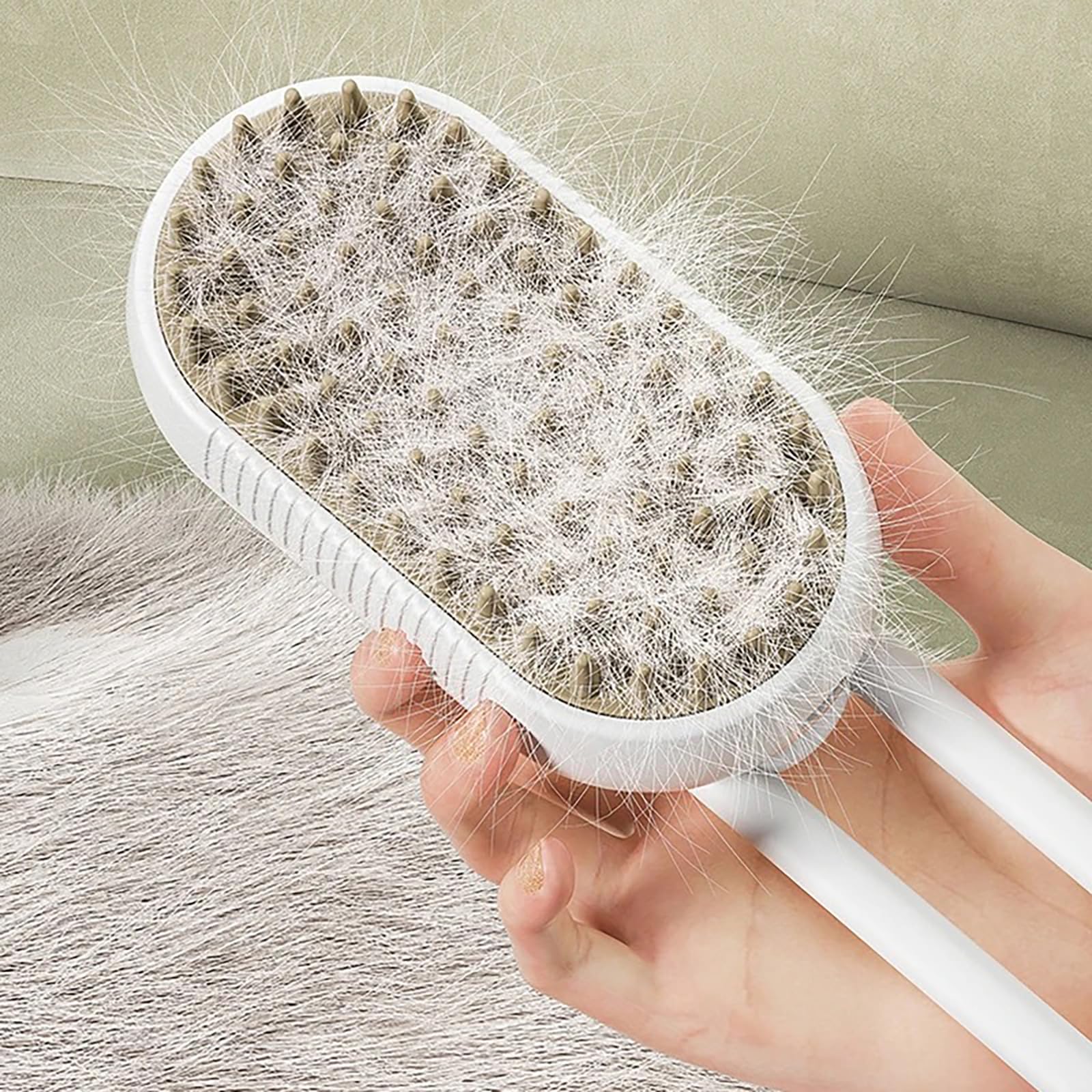 3-in-1 Self Cleaning Steam Cat Brush - Pet Grooming Brush with Massage Function for Cats & Dogs | White | Removes Pet Hair Easily | Perfect for Home Grooming & Relaxation Sessions