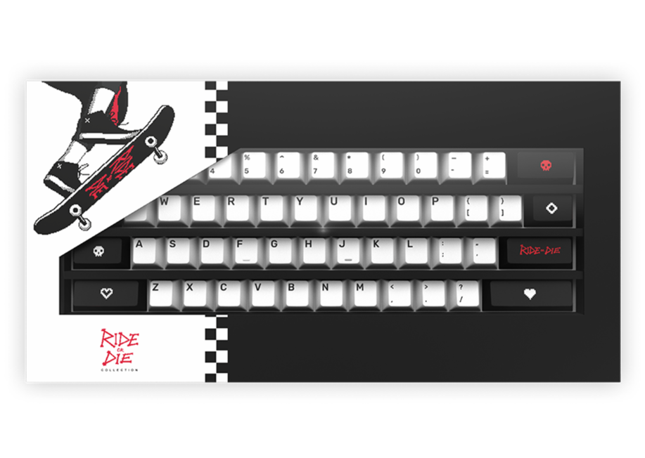 Ride or Die PBT Full Size Keycap Set - Durable & Customizable Mechanical Keyboard Keycaps for Gaming, Typing & Office Use