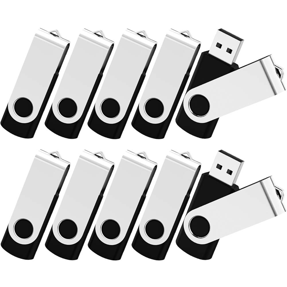 KOOTION 100 Pack 8GB USB 2.0 Flash Drive Bulk - Swivel Thumb Drive Memory Stick for Data Storage, File Transfer, School, Office, Business (Black, 100 Pcs No Logo) - Perfect for Bulk Orders, Promotions & Corporate Gifts