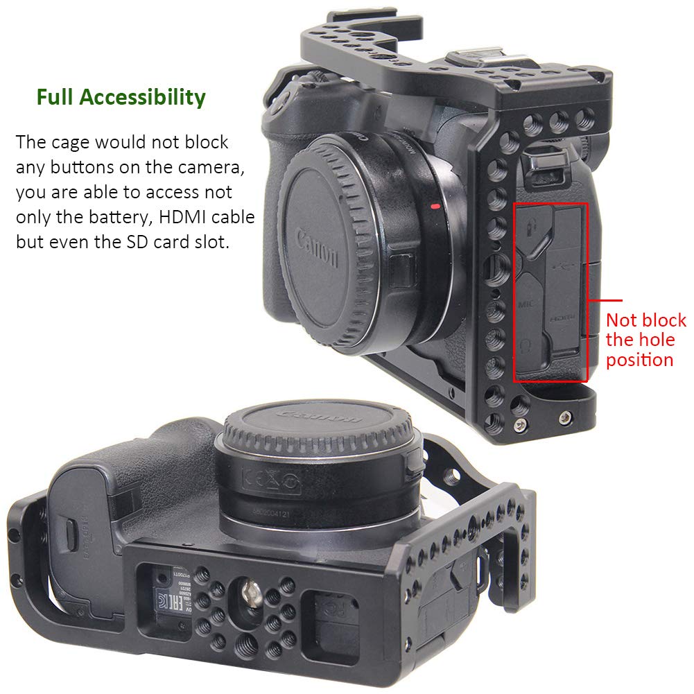 Canon EOS R Camera Cage Rig - Cold Shoe & Thread Holes for Video Shooting