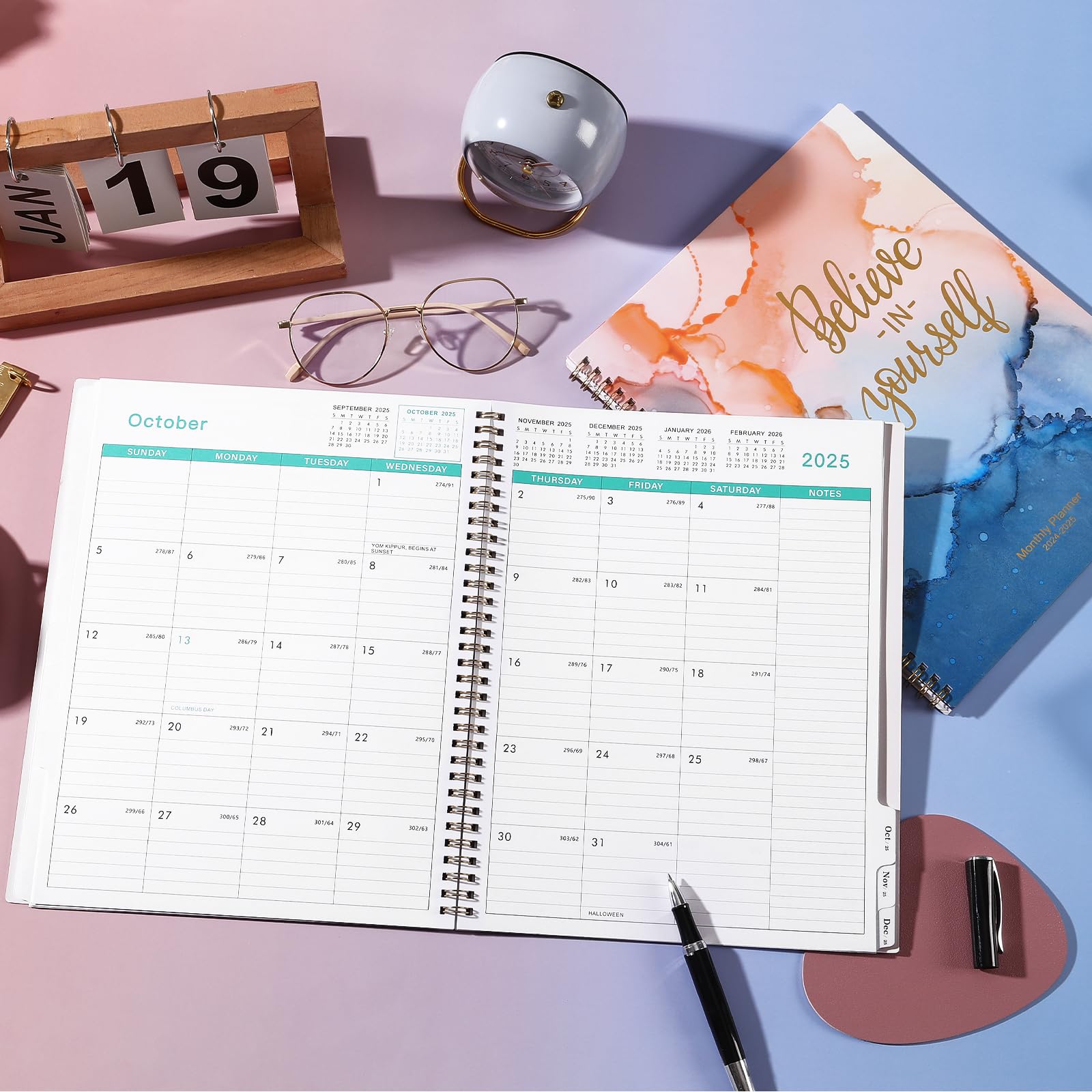 Makapoo 2024-2025 Monthly Planner with Tabs & Pocket - July 2024 to December 2025 Calendar, 9