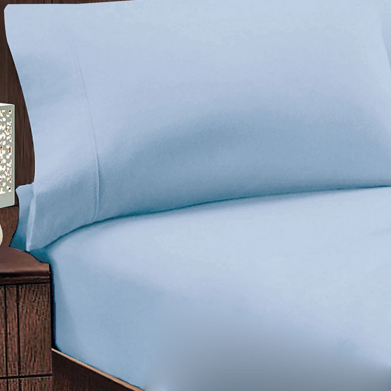 100% Cotton Flannelette Fitted Sheet & Pillowcase Set - King Single Size, Soft Blue | Ultra Soft Bedding for Cozy Nights & Guest Rooms | Perfect for Winter Comfort & Home Decor