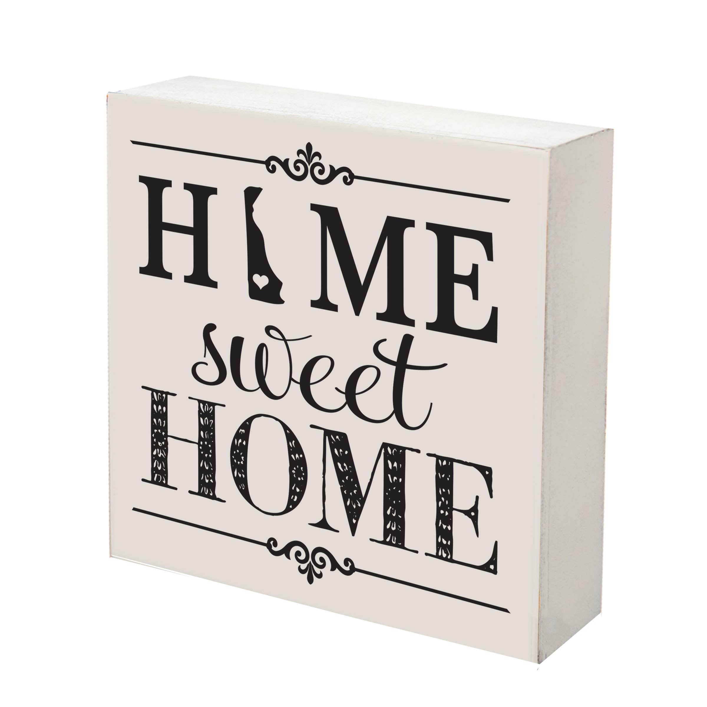 LifeSong Milestones Delaware Home State Shadow Box - 6x6 White Wooden Keepsake for Wall Decor, Shelf Display & Housewarming Gifts - Perfect for Family Memories, New Home Celebrations & Rustic Home Décor